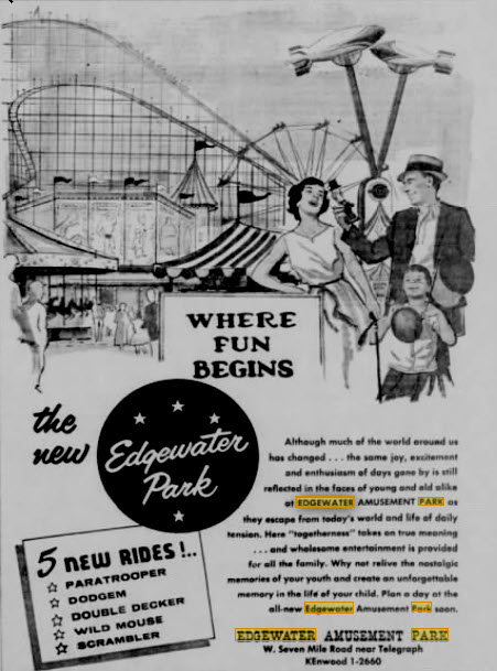 Edgewater Park - May 29 1960 Display Ad